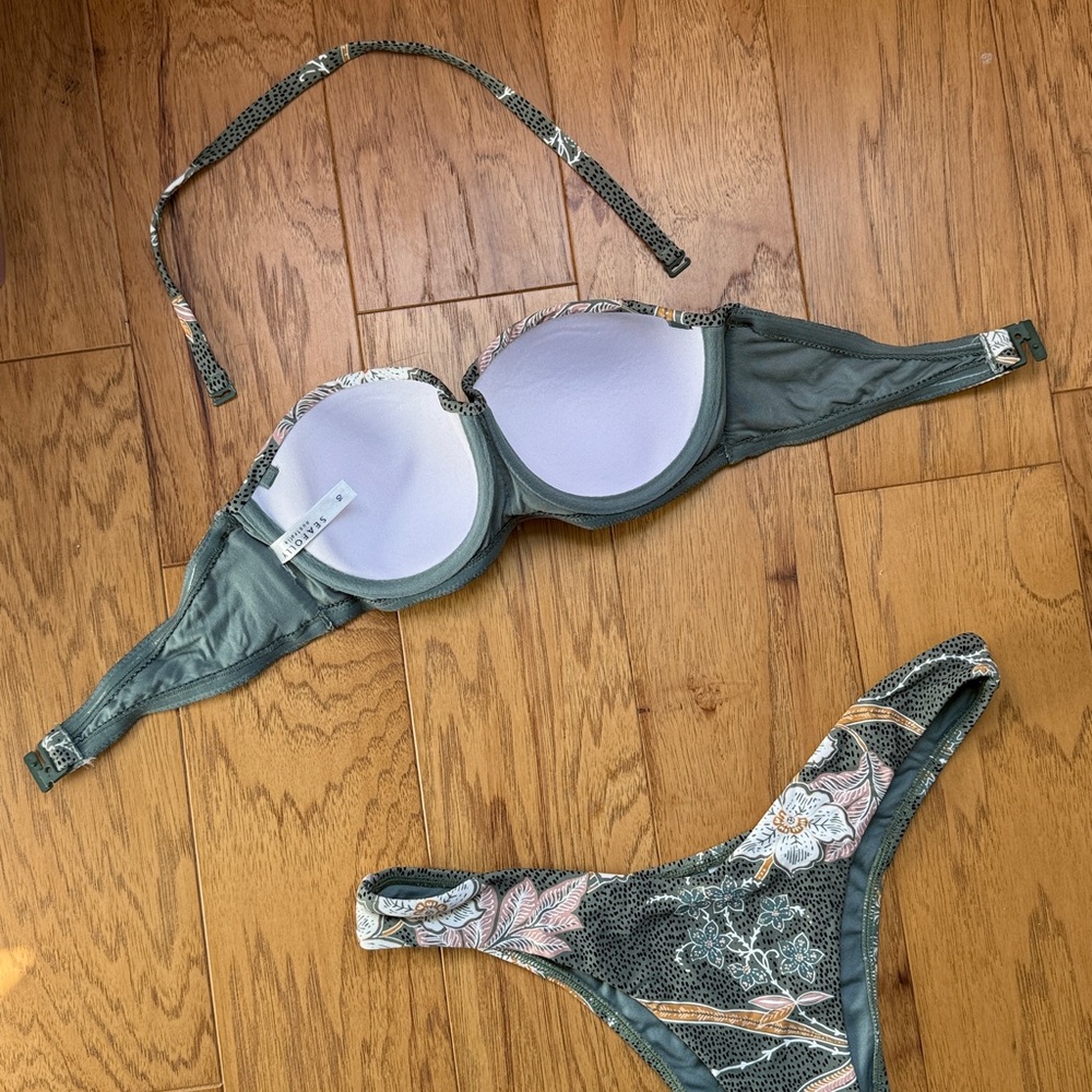 Seafolly Balinese Retreat Green Bikini, Size 10 - Picture 5 of 7